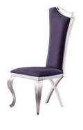 Velvet Unique Design Backrest Dining Chair With Stainless Steel Legs Set Of 2 Gray Velvet