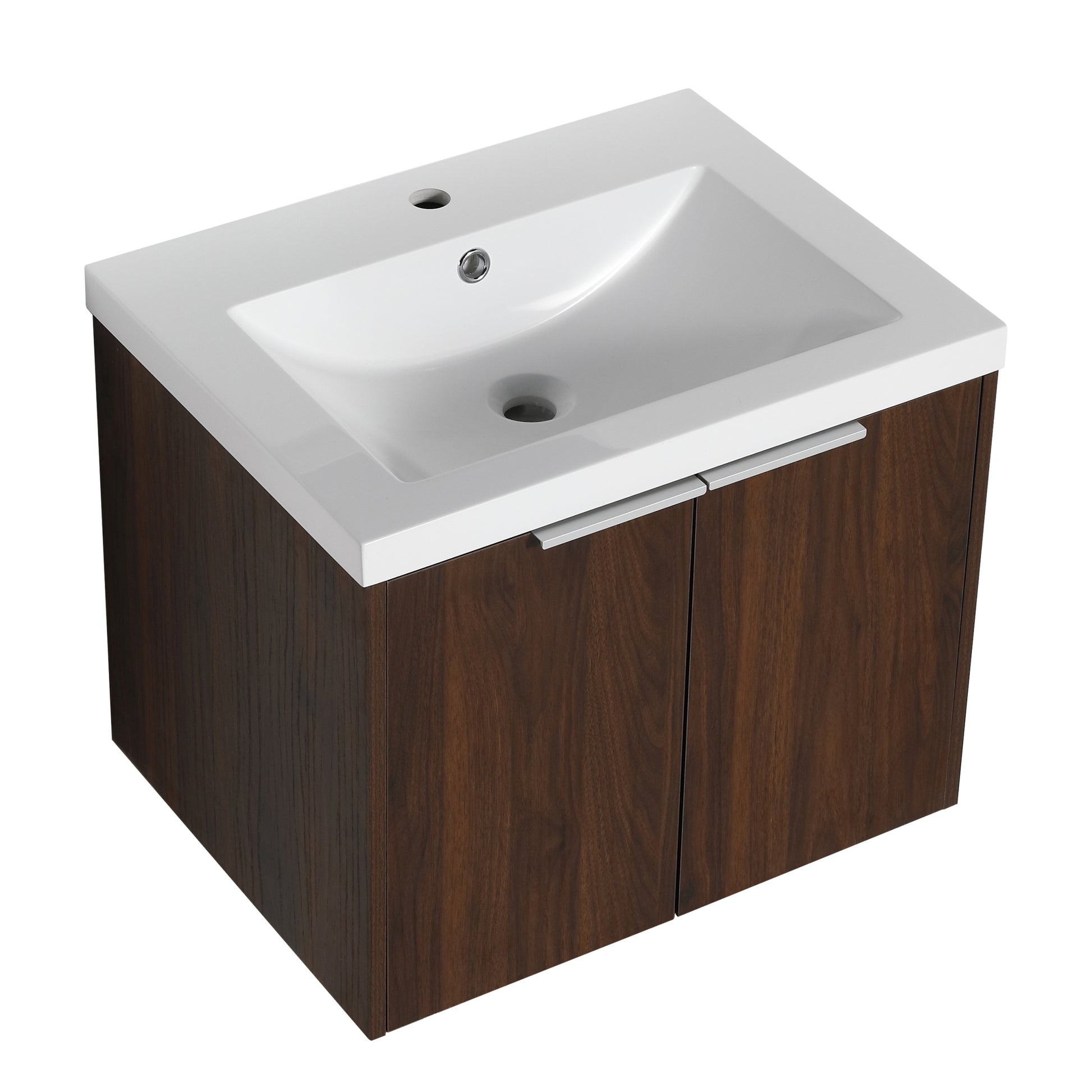 60 Inch Soft Close Doors Bathroom Vanity With Sink, A Small Storage Shelves, 24" And 12" Combination Cabinet, Kd Packing California Walnut 4 1 Bathroom Wall Mounted Modern Plywood