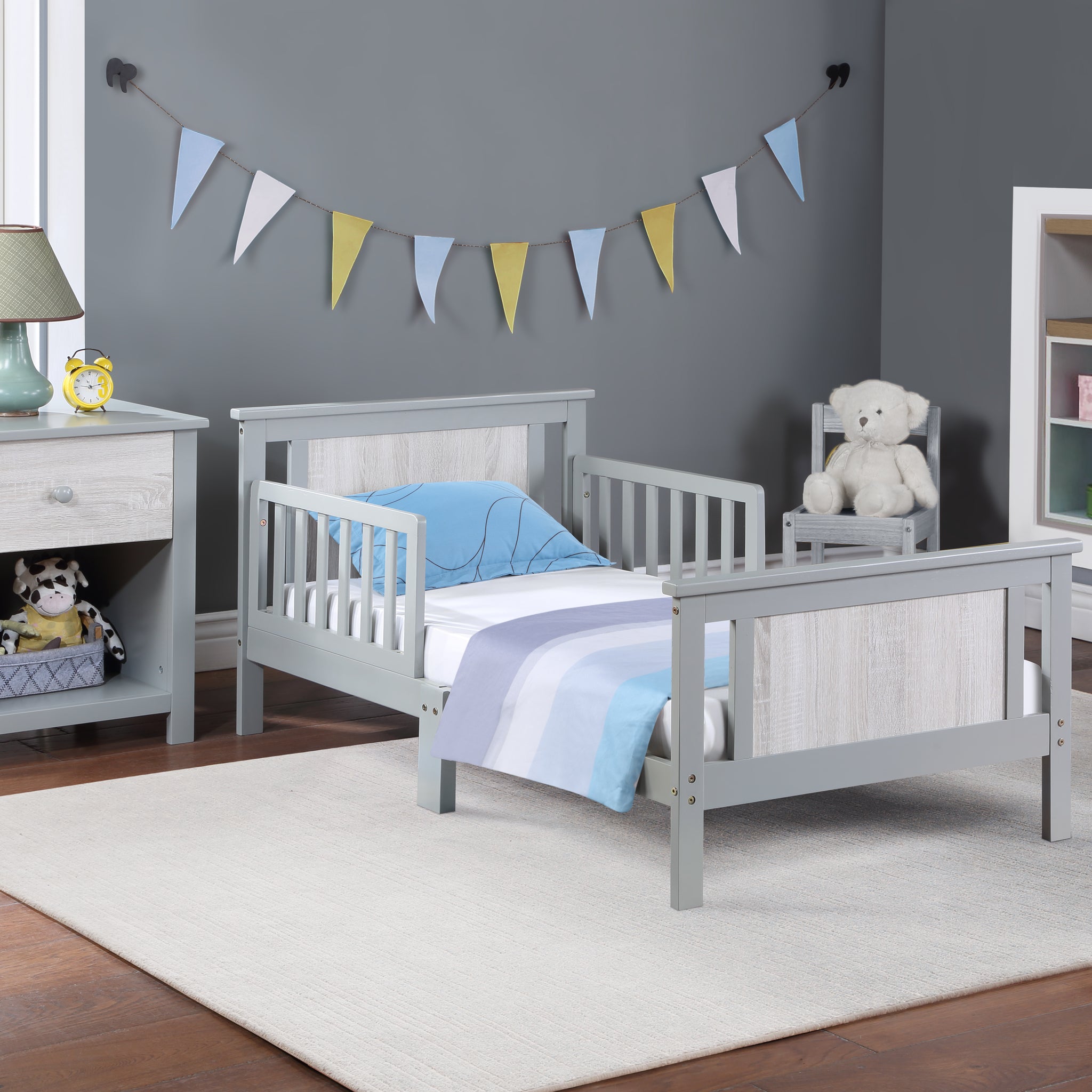 Connelly Reversible Panel Toddler Bed Gray Rockport Gray Gray Solid Wood