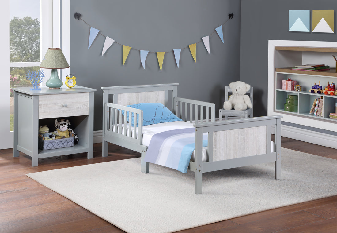 Connelly Reversible Panel Toddler Bed Gray Rockport Gray Gray Solid Wood