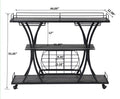 Industrial Bar Cart Kitchen Bar&Serving Cart For Home With Wheels 3 Tier Storage Shelves Black Gray Mdf Iron