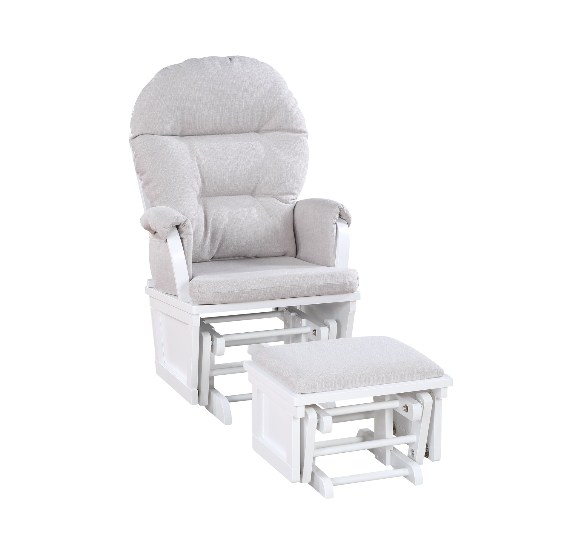 Madison Glider & Ottoman White Woven Gray White Polyester Solid Wood