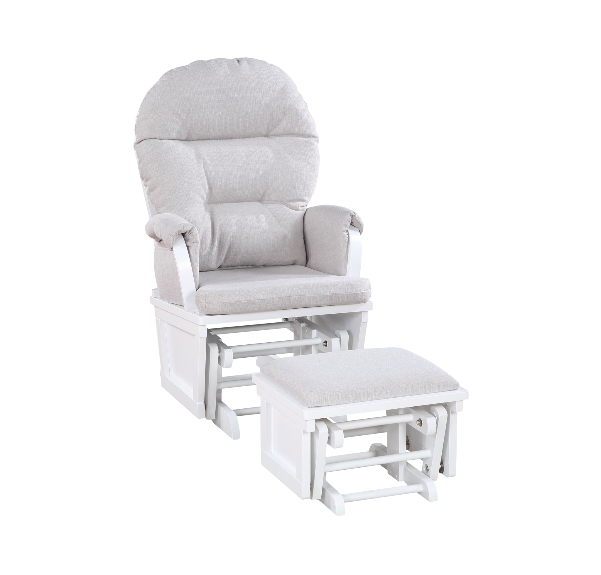 Madison Glider & Ottoman White Woven Gray white-polyester-solid wood