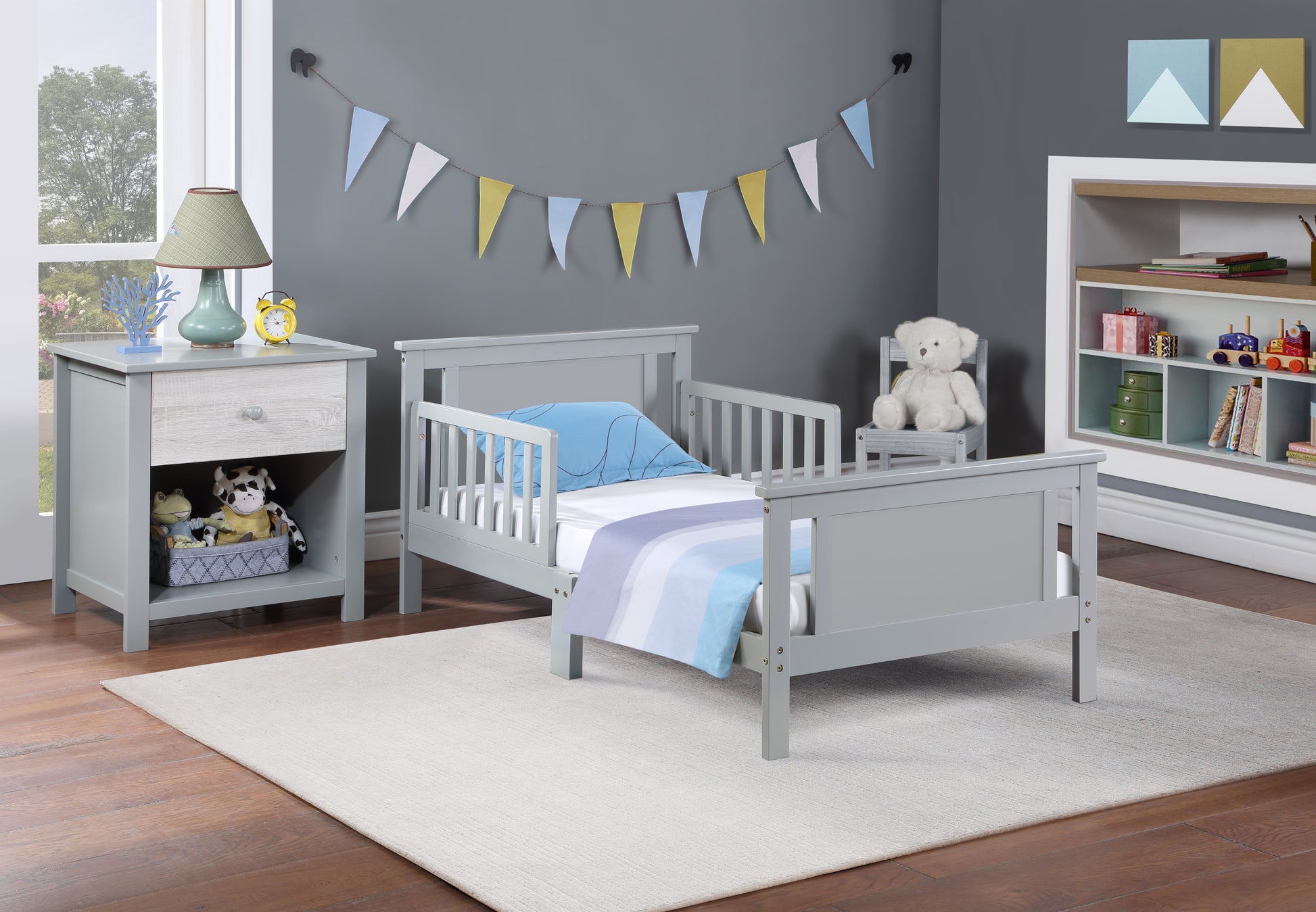 Connelly Reversible Panel Toddler Bed Gray Rockport Gray Gray Solid Wood