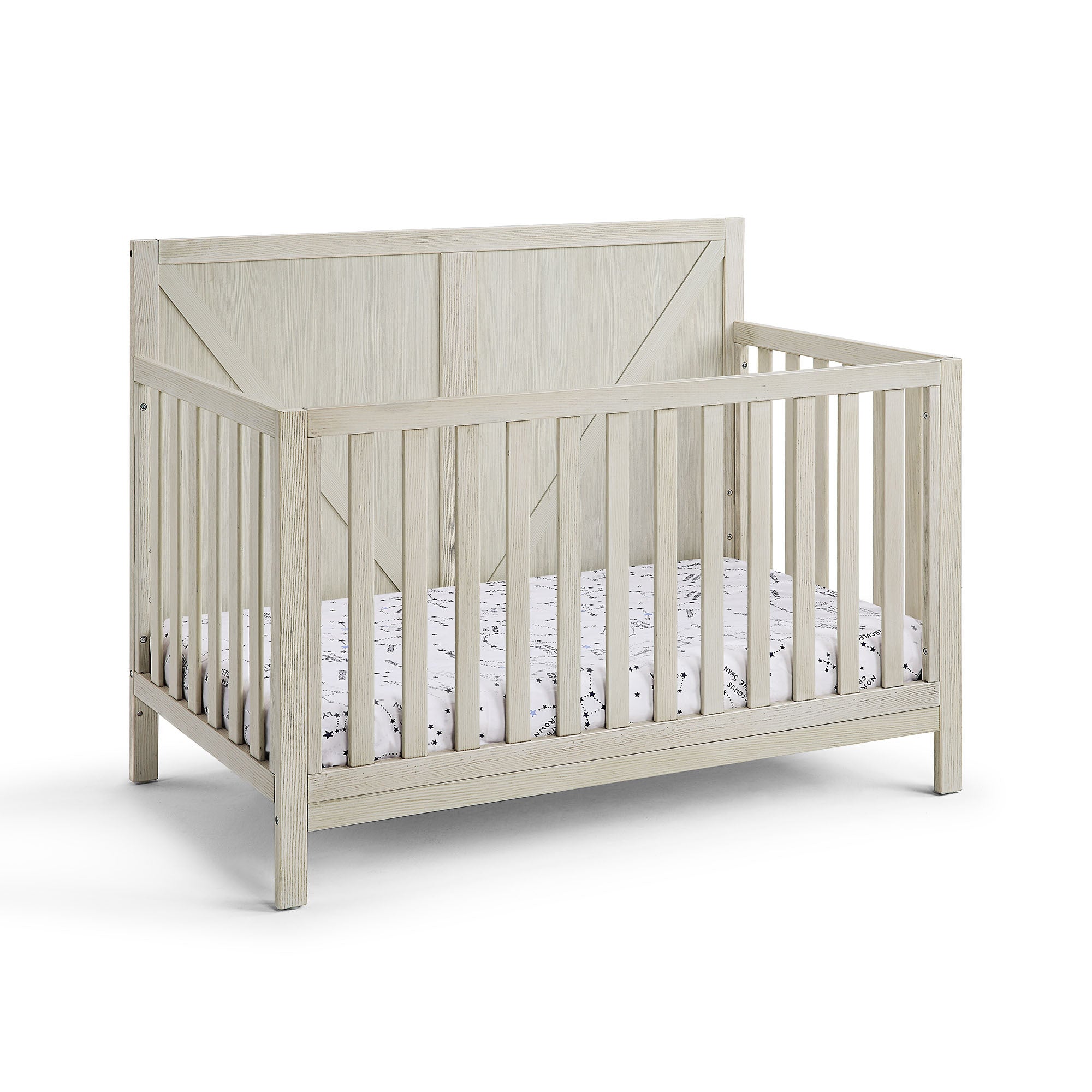 Barnside 4 in 1 Convertible Crib Washed Gray grey-solid wood
