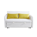 Twins Sofa Bed Cream White Fabric Cream White Foam Fabric