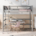 Solid Wood Twin Size Loft Bed With Ladder Gray Old Sku: Wf191903Aae Gray Solid Wood