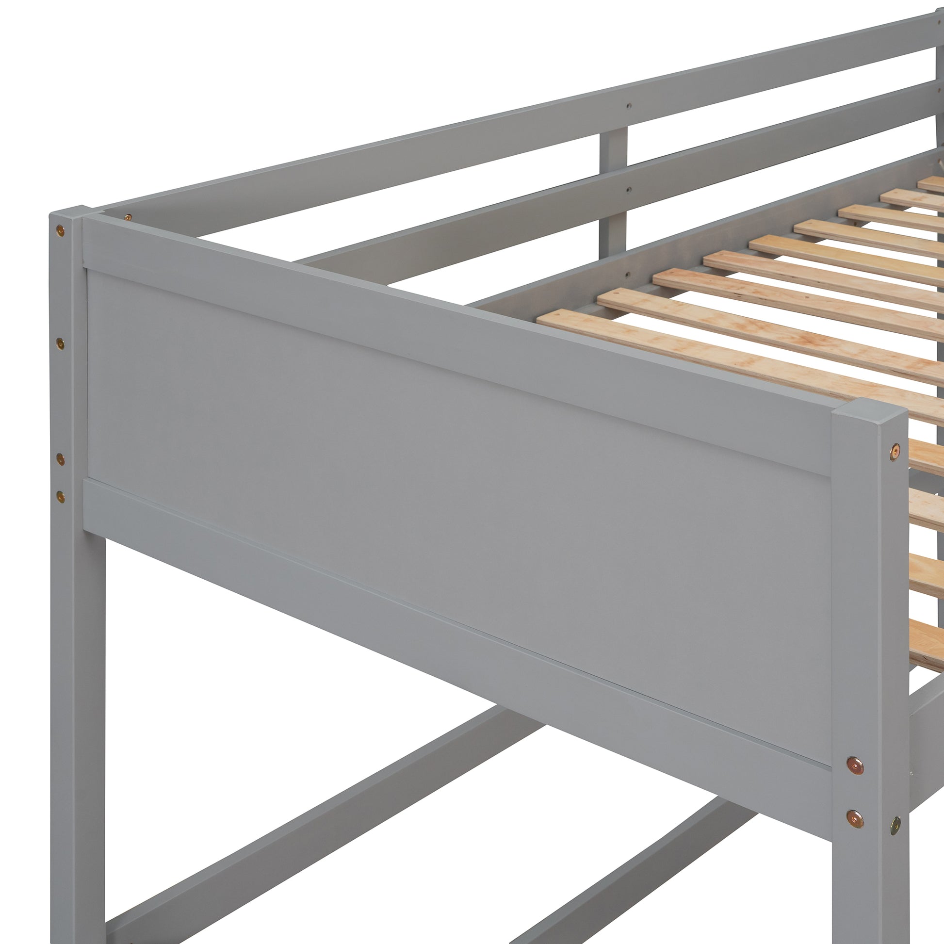 Solid Wood Twin Size Loft Bed With Ladder Gray Old Sku: Wf191903Aae Gray Solid Wood