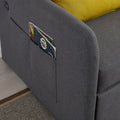 Twins Sofa Bed Grey Fabric Grey Foam Fabric