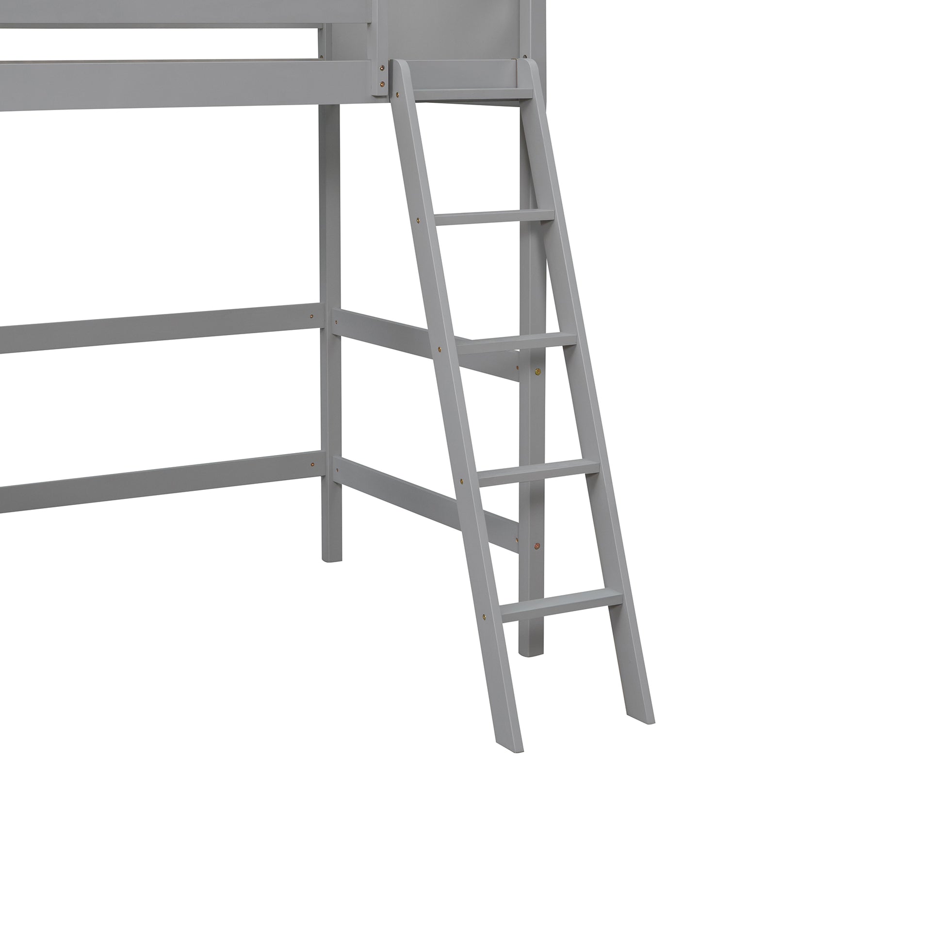 Solid Wood Twin Size Loft Bed With Ladder Gray Old Sku: Wf191903Aae Gray Solid Wood