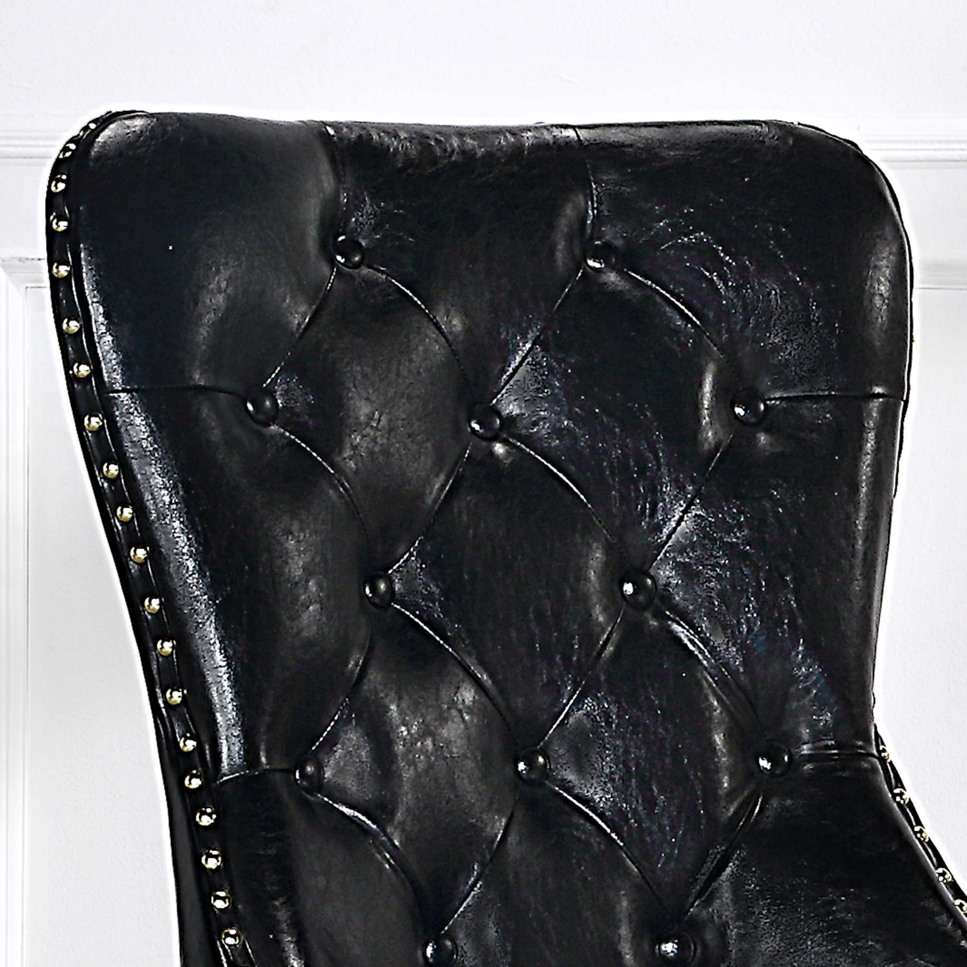 Moderndining Chairs Set Of 2, Tufted Accent Upholstered Chairs Wingback Armless Side Chair Black Leather