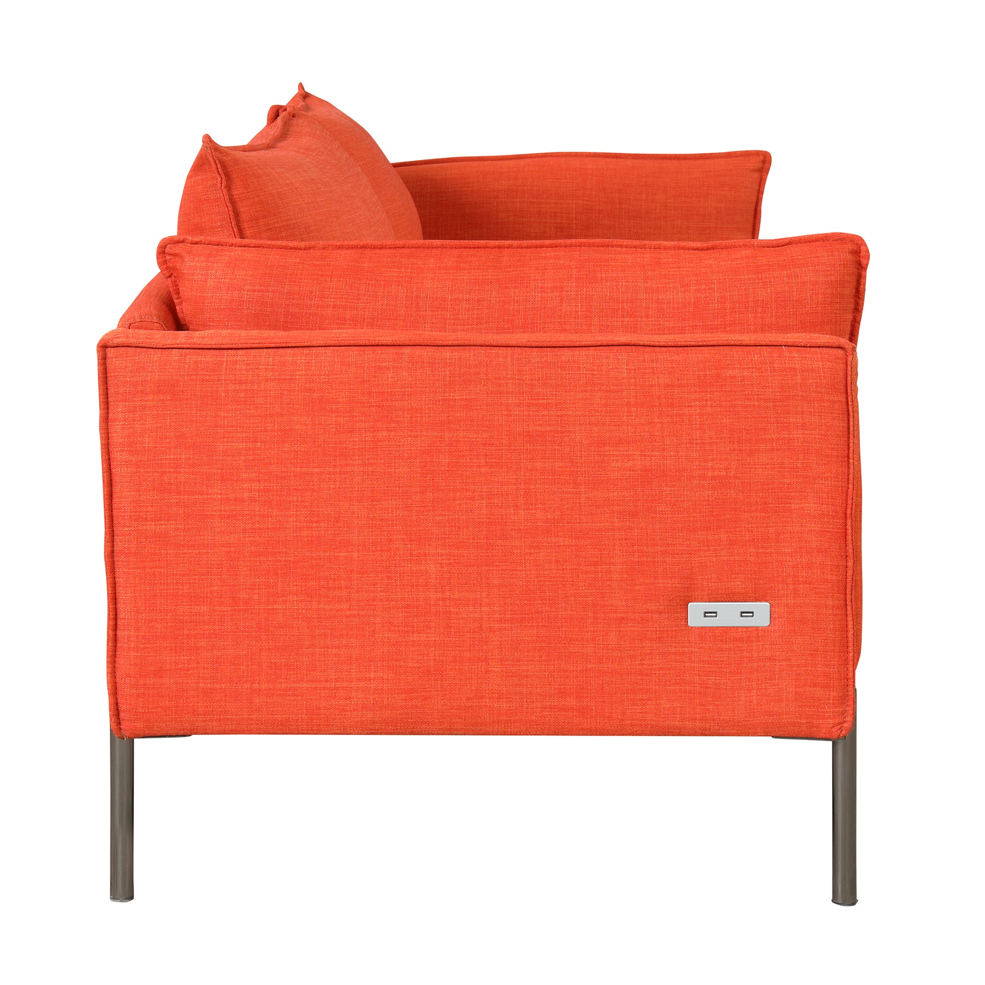 76.2" Modern Style 3 Seat Sofa Linen Fabric Upholstered Couch Furniture 3 Seats Couch For Different Spaces,Living Room,Apartment Orange Foam Linen