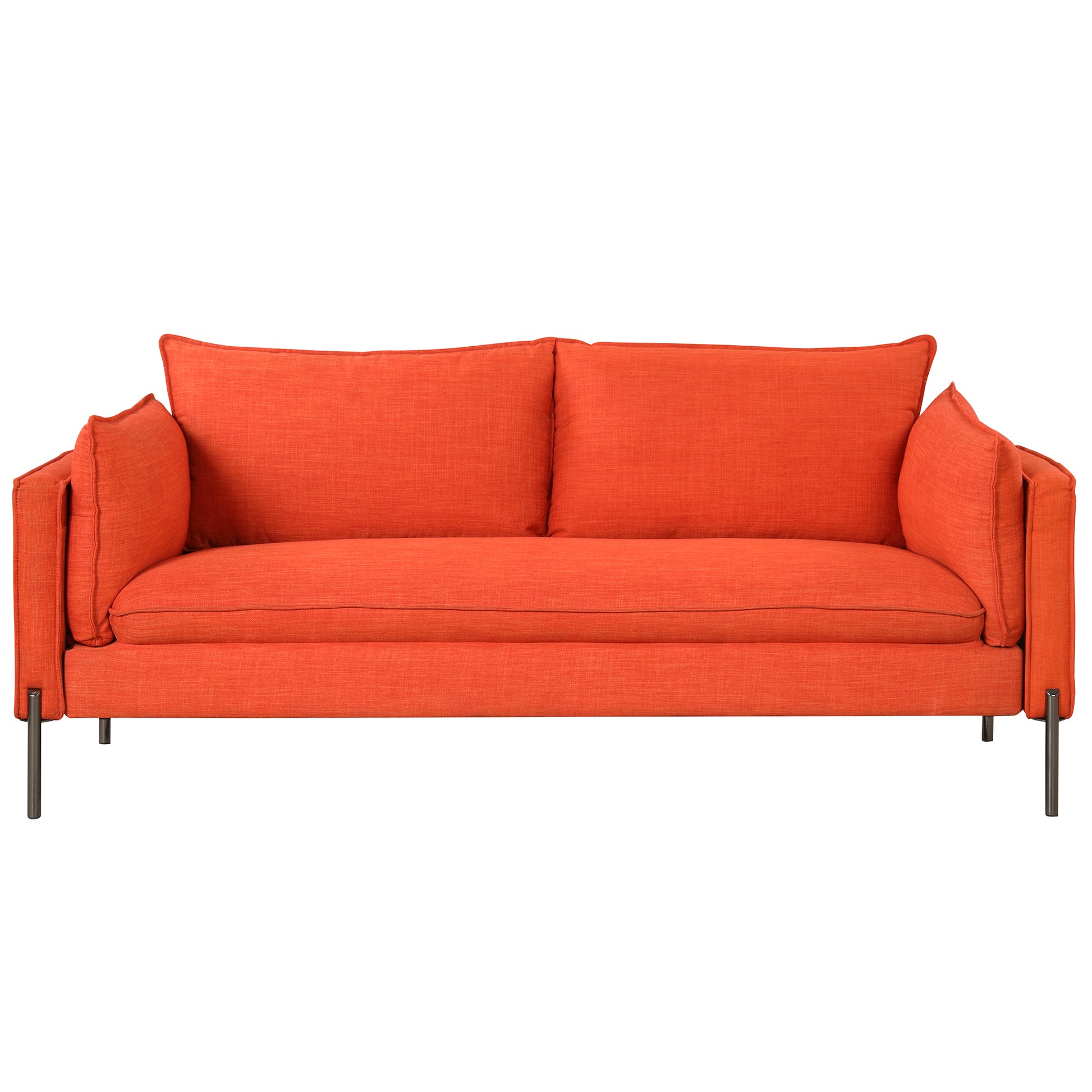 76.2" Modern Style 3 Seat Sofa Linen Fabric Upholstered Couch Furniture 3 Seats Couch For Different Spaces,Living Room,Apartment Orange Foam Linen