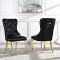 Moderndining Chairs Set Of 2, Tufted Accent Upholstered Chairs Wingback Armless Side Chair Black Leather