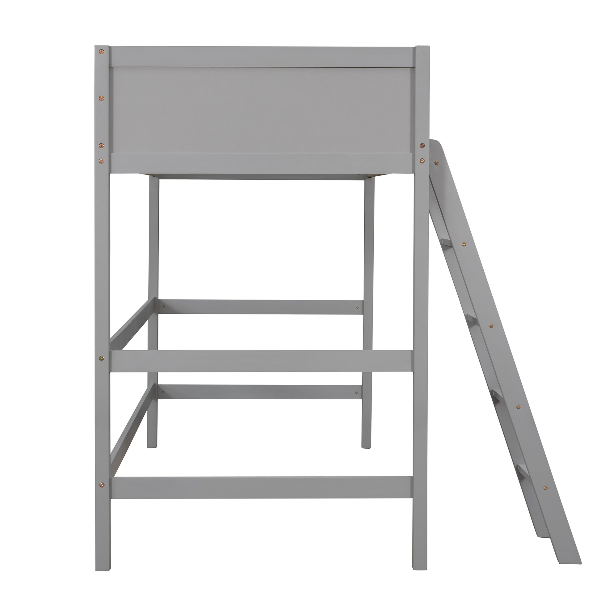 Solid Wood Twin Size Loft Bed With Ladder Gray Old Sku: Wf191903Aae Gray Solid Wood