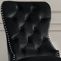 Modern Velvet Dining Chairs Set Of 2, Tufted Accent Upholstered Chairs Wingback Armless Side Chair Black Velvet