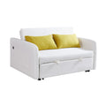 Twins Sofa Bed Cream White Fabric Cream White Foam Fabric