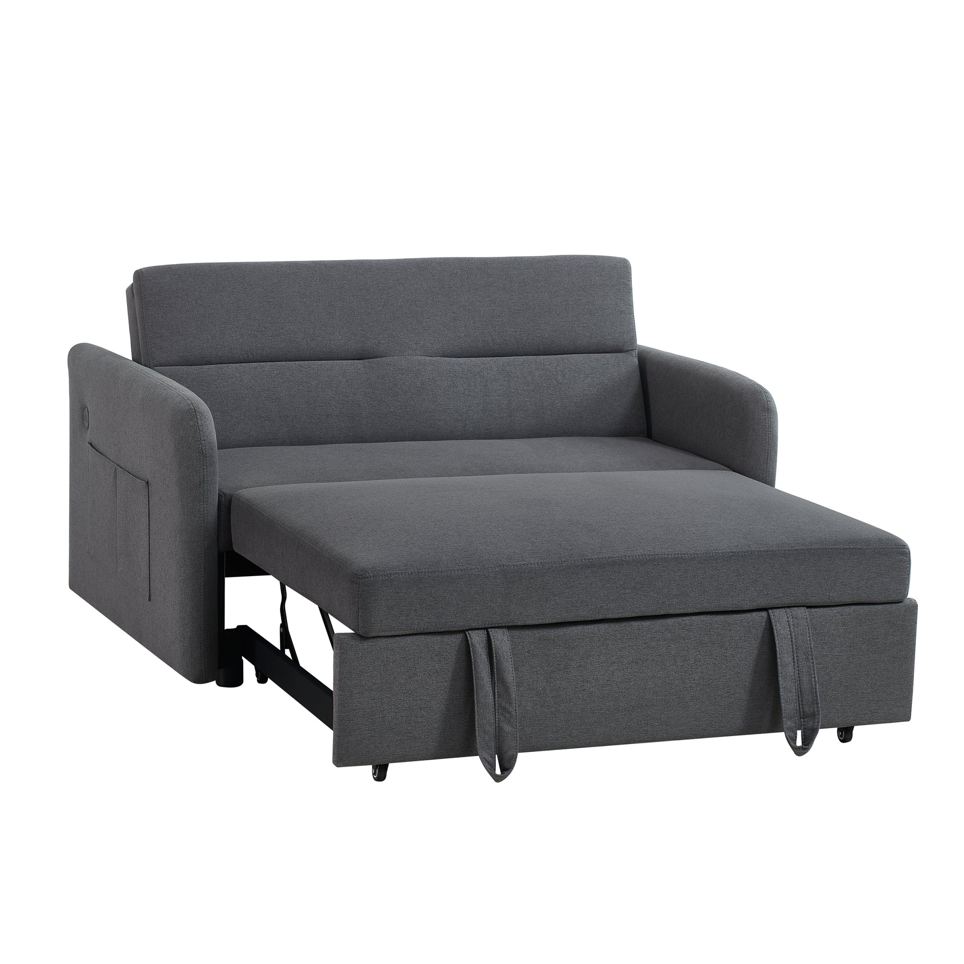 Twins Sofa Bed Grey Fabric Grey Foam Fabric