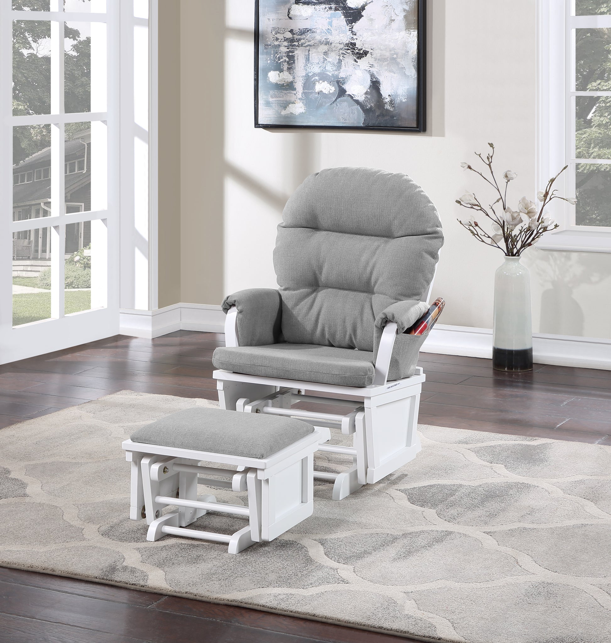 Madison Glider & Ottoman White Oyster white-polyester-solid wood