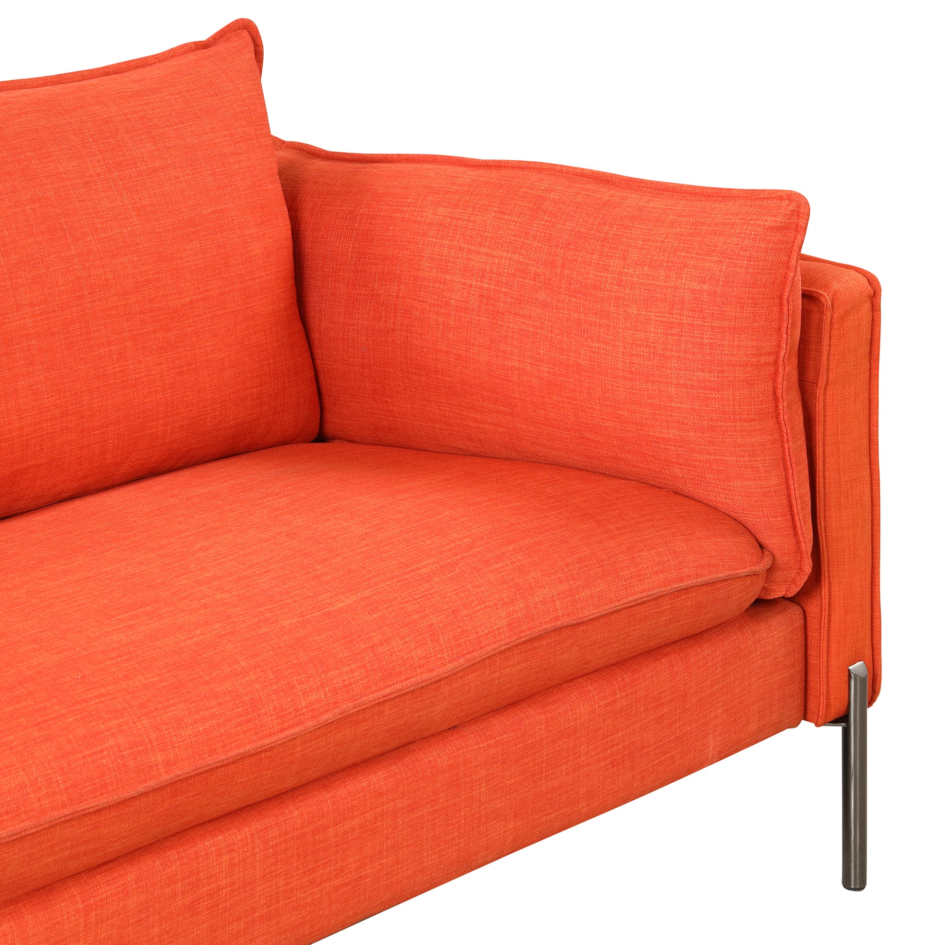 76.2" Modern Style 3 Seat Sofa Linen Fabric Upholstered Couch Furniture 3 Seats Couch For Different Spaces,Living Room,Apartment Orange Foam Linen