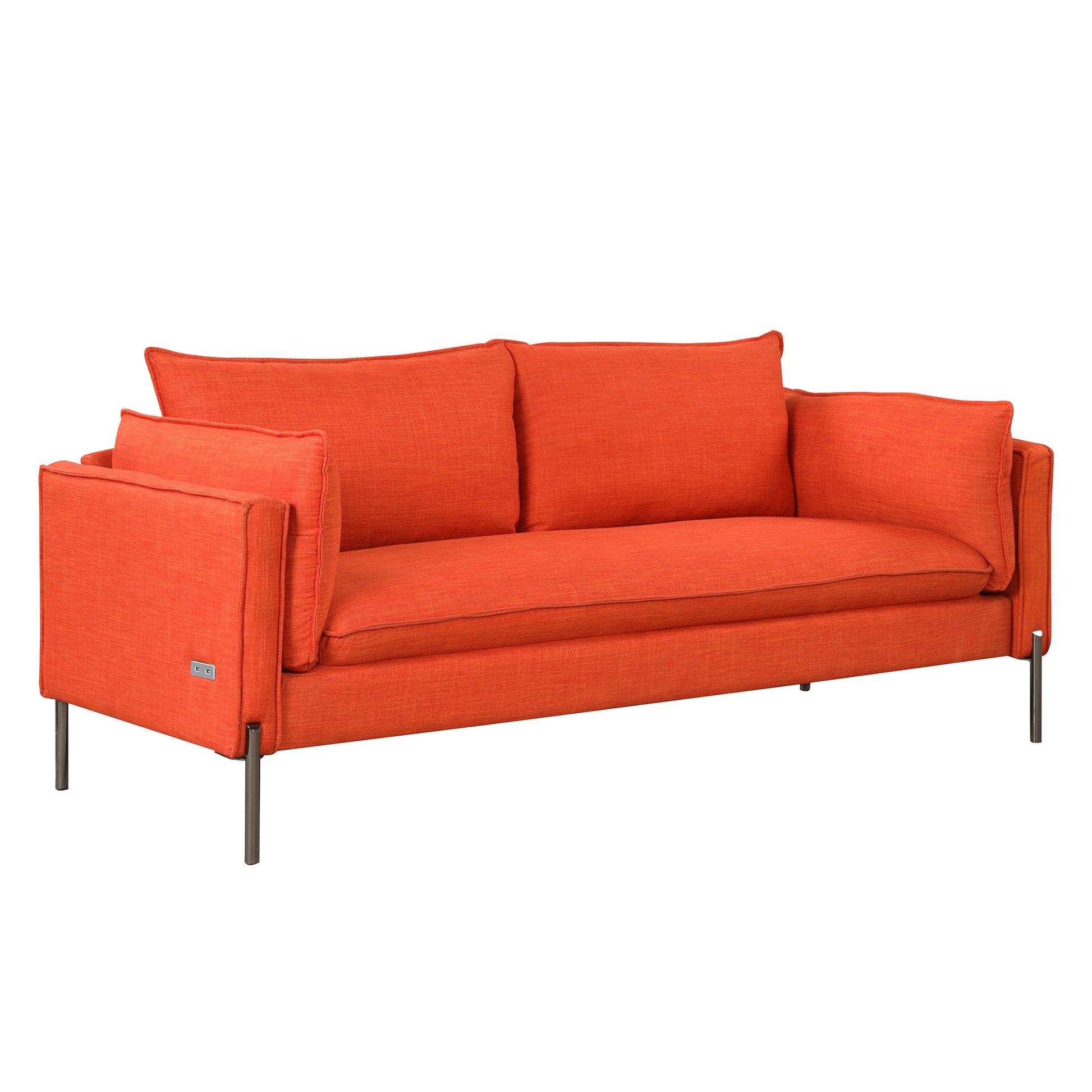 76.2" Modern Style 3 Seat Sofa Linen Fabric Upholstered Couch Furniture 3 Seats Couch For Different Spaces,Living Room,Apartment Orange Foam Linen