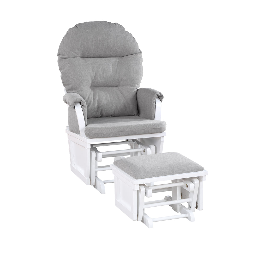 Madison Glider & Ottoman White Oyster White Polyester Solid Wood