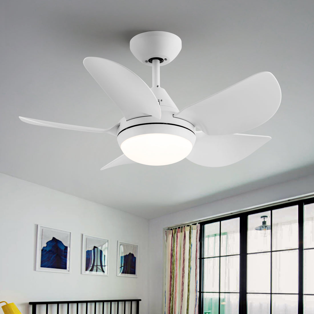 30 In Intergrated Led Ceiling Fan Lighting With White Abs Blade Matte White Abs