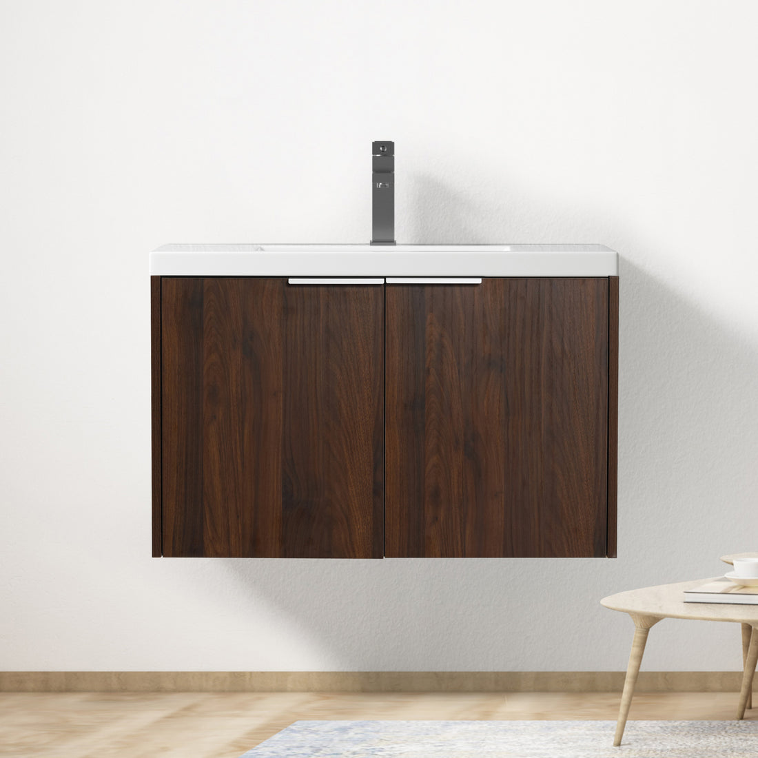 Soft Close Doors Bathroom Vanity With Sink,30 Inch For Small Bathroom,30X18 00630Caw Kd Packing California Walnut 2 Wall Mounted Modern Plywood Plywood