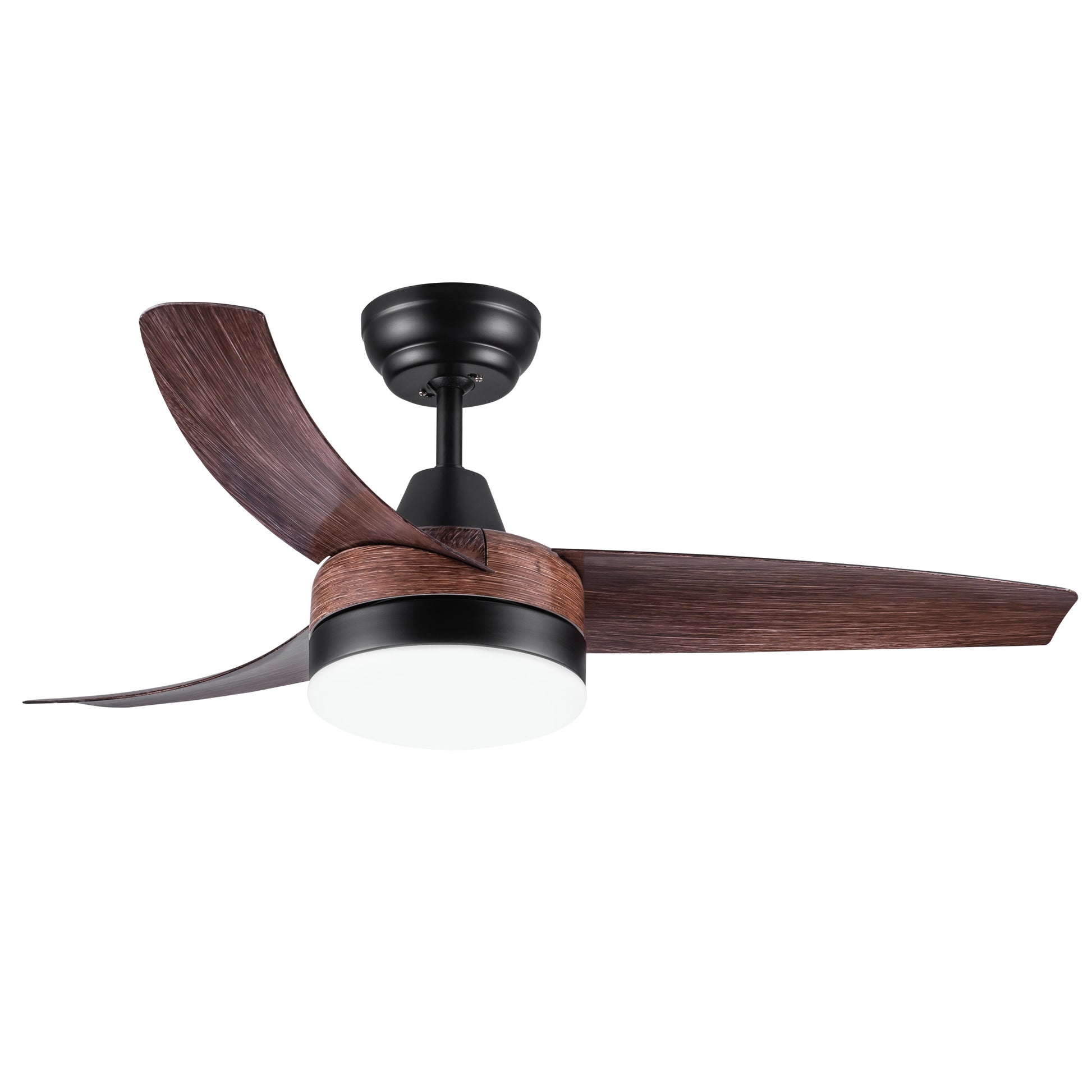 42" Yuhao Farmhouse Rustic Led Ceiling Fan With Brown Wood Grain Abs Blades And Remote Control Brown Abs