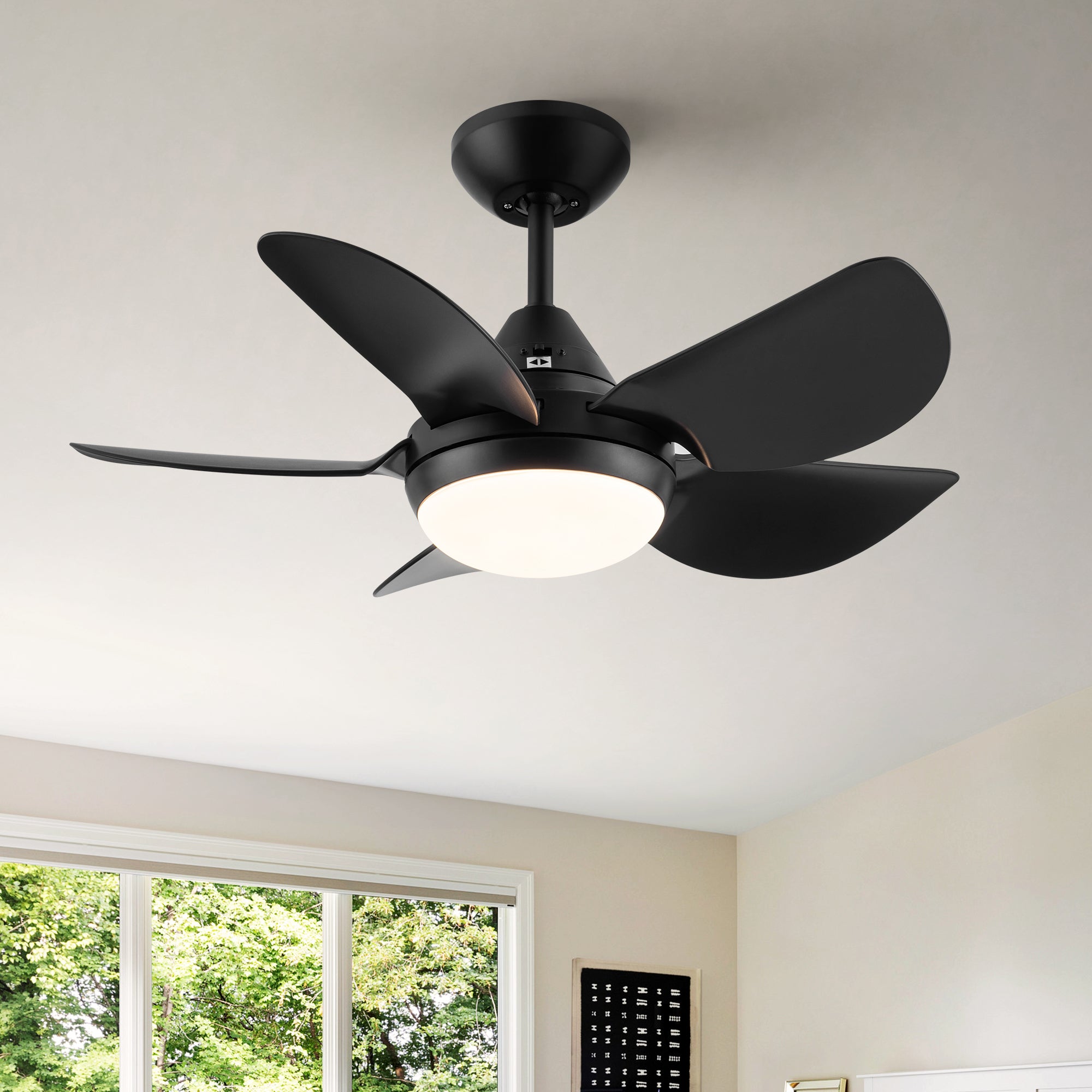 30 In Intergrated Led Ceiling Fan Lighting With Matte Black Abs Blade Black Abs