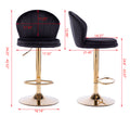 Set Of 2 Bar Stools,With Chrome Footrest And Base Swivel Height Adjustable Mechanical Lifting Velvet Golden Leg Simple Bar Stool Black Black Foam Fabric