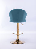 Set Of 2 Bar Stools,With Chrome Footrest And Base Swivel Height Adjustable Mechanical Lifting Velvet Golden Leg Simple Bar Stool Baby Blue Baby Blue Foam Fabric