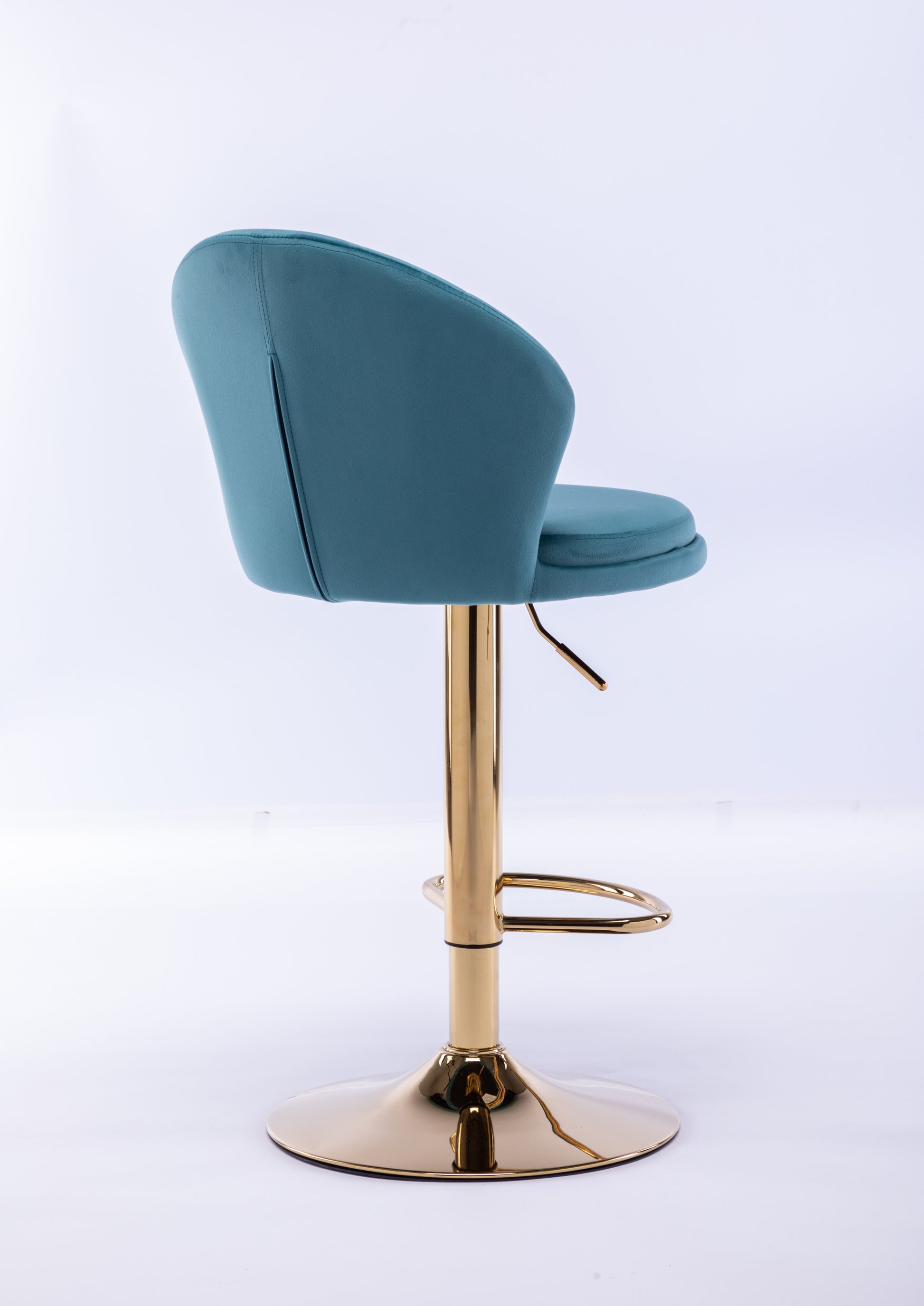 Set Of 2 Bar Stools,With Chrome Footrest And Base Swivel Height Adjustable Mechanical Lifting Velvet Golden Leg Simple Bar Stool Baby Blue Baby Blue Foam Fabric