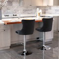 Swivel Velvet Barstools Adjusatble Seat Height From 25 33 Inch, Modern Upholstered Chrome Base Bar Stools With Backs Comfortable Tufted For Home Pub And Kitchen Island Black,Set Of 2 Black Foam Velvet