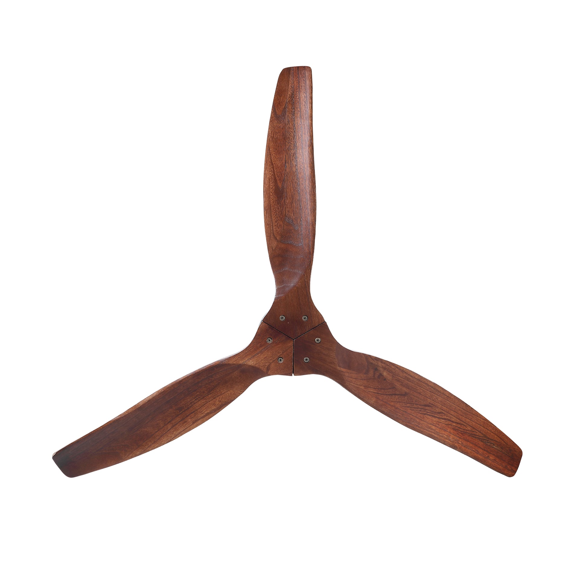 52 In.Solid Wood Blade Low Profile Ceiling Fan Without Light Walnut Wood Metal