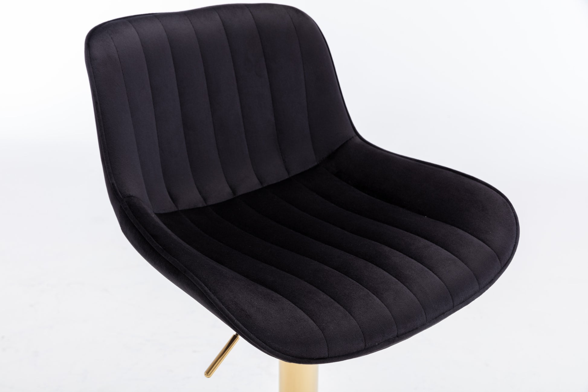 Chrome Footrest And Base Swivel Height Adjustable Mechanical Lifting Velvet Golden Leg Simple Bar Stool,Set Of 2,Black Black Foam Fabric