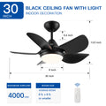 30 In Intergrated Led Ceiling Fan Lighting With Matte Black Abs Blade Black Abs