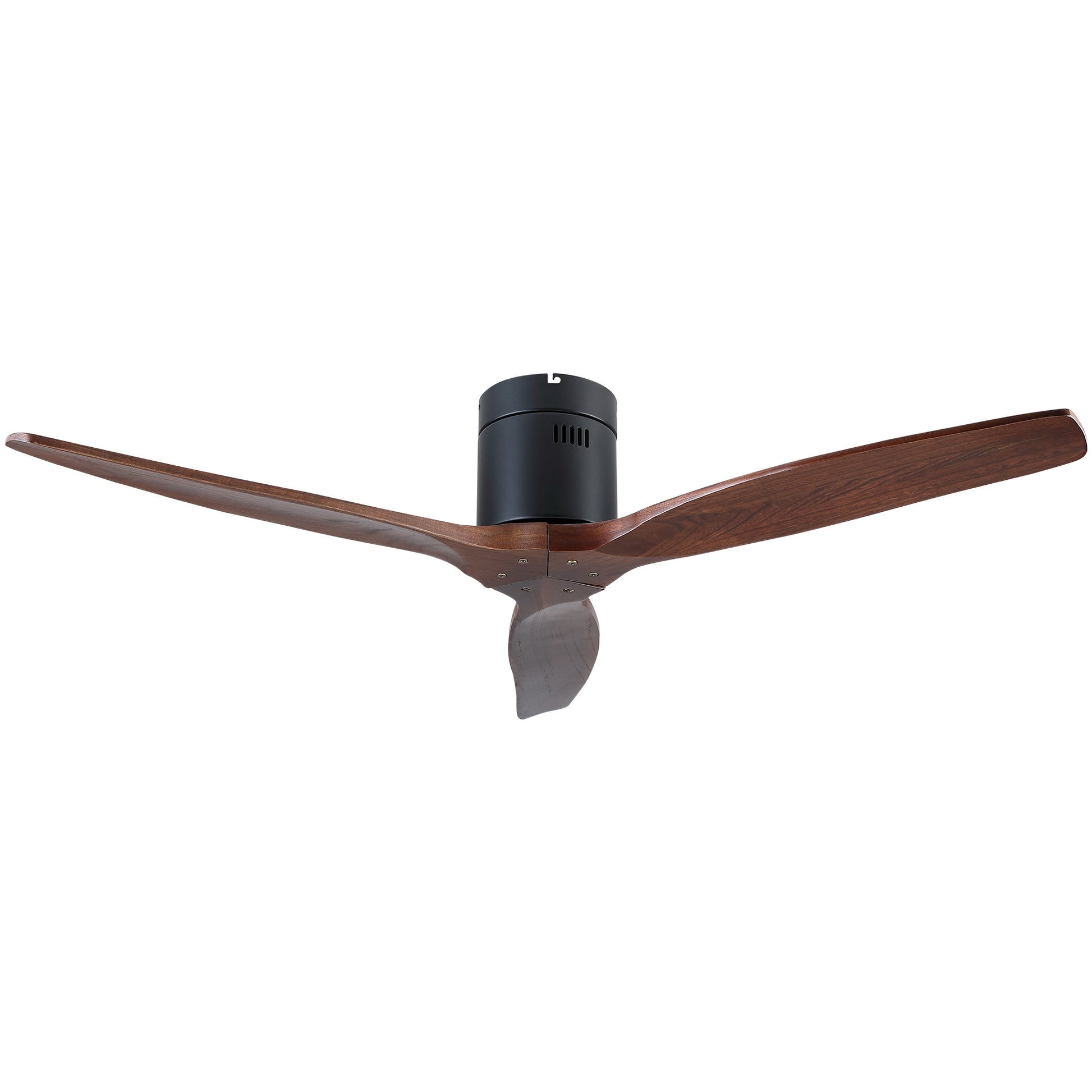 52 In.Solid Wood Blade Low Profile Ceiling Fan Without Light Walnut Wood Metal