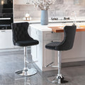 Swivel Velvet Barstools Adjusatble Seat Height From 25 33 Inch, Modern Upholstered Chrome Base Bar Stools With Backs Comfortable Tufted For Home Pub And Kitchen Island Black,Set Of 2 Black Foam Velvet