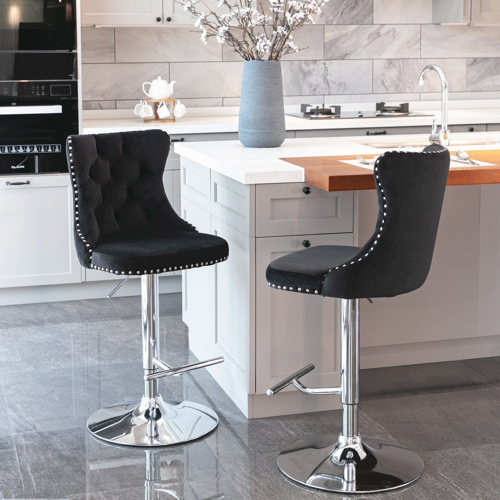 Swivel Comfortable Stools For Kitchen Island Swivel Velvet