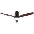 52 In.Intergrated Led Low Profile Ceiling Fan Lighting With Brown Solid Wood Blade Walnut Metal & Wood