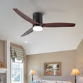 52 In.Intergrated Led Low Profile Ceiling Fan With Dimmable Light Walnut Wood Metal