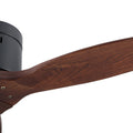 52 In.Solid Wood Blade Low Profile Ceiling Fan Without Light Walnut Wood Metal