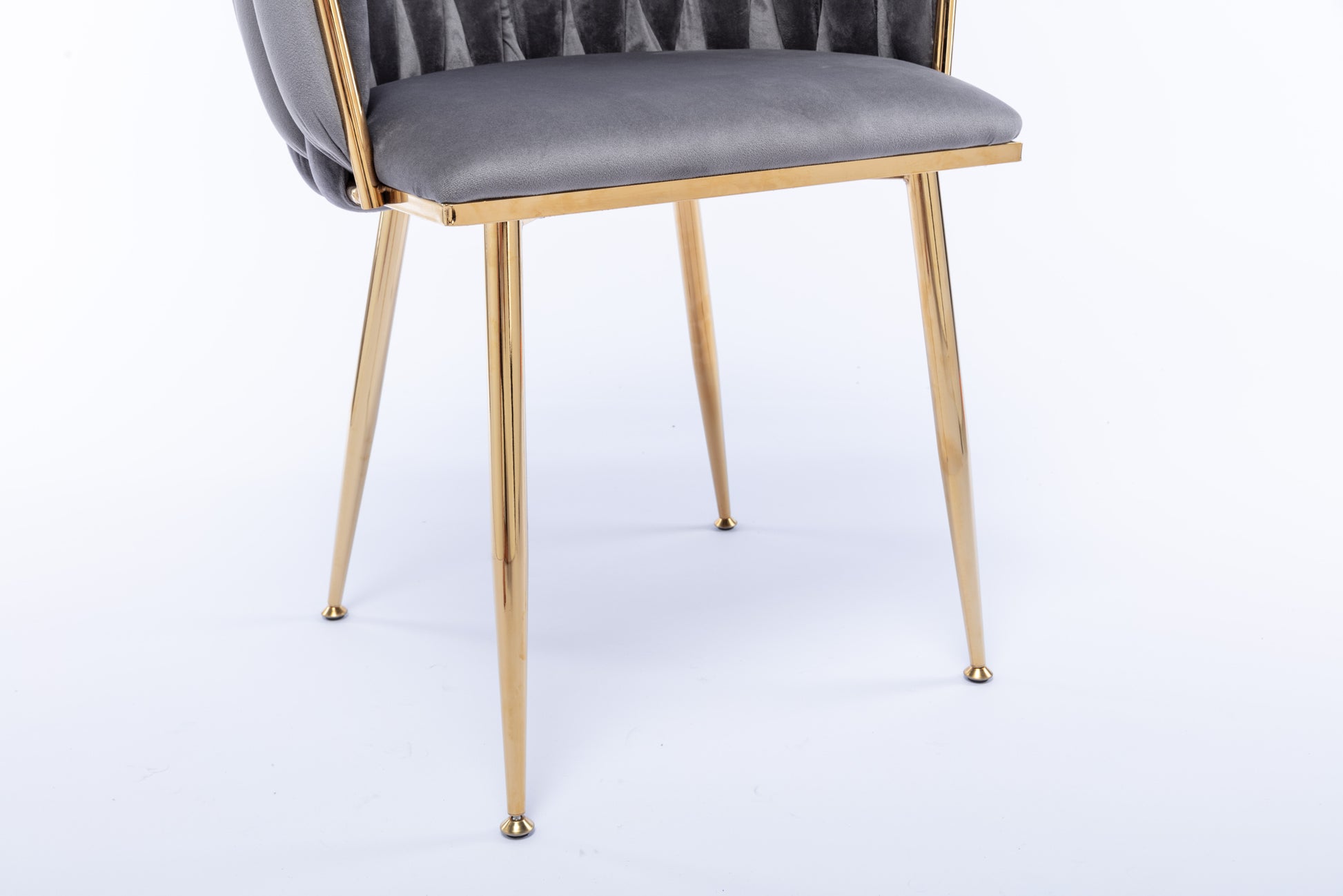 Modern Design Golden Metal Frame Velvet Fabric Dining Chair With Golden Legs,Set Of 2,Grey Grey Foam Fabric