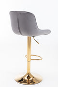 Chrome Footrest And Base Swivel Height Adjustable Mechanical Lifting Velvet Golden Leg Simple Bar Stool,Set Of 2,Grey Grey Foam Fabric