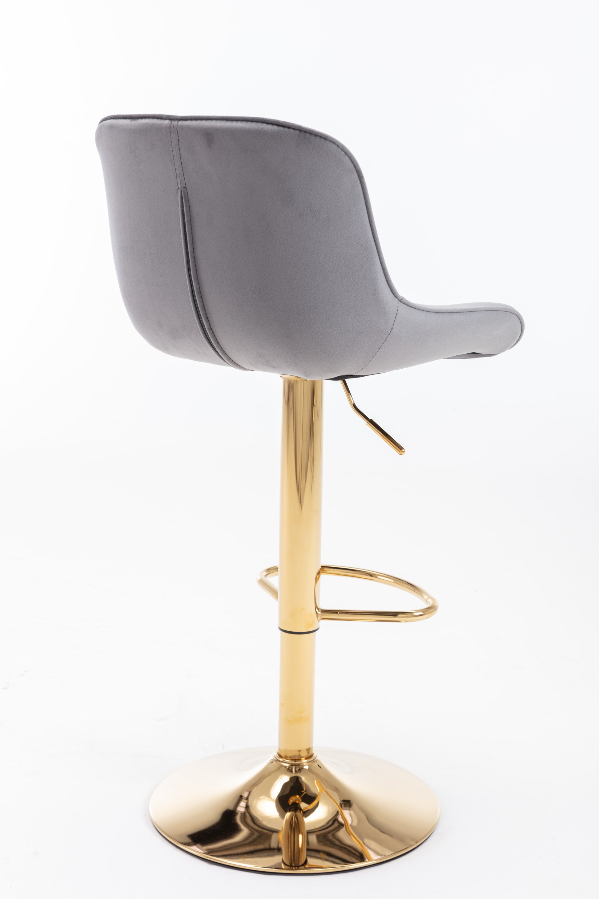 Chrome Footrest And Base Swivel Height Adjustable Mechanical Lifting Velvet Golden Leg Simple Bar Stool,Set Of 2,Grey Grey Foam Fabric
