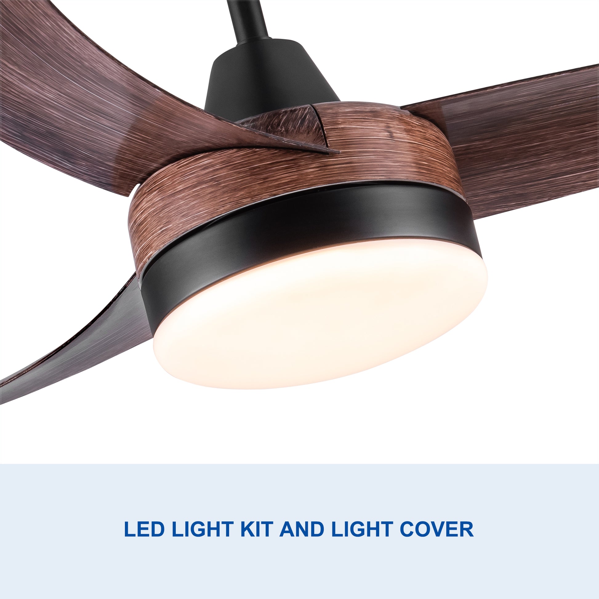 42 In Intergrated Led Ceiling Fan Lighting With Brown Wood Grain Abs Blade Brown Abs