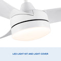 42 In Intergrated Led Ceiling Fan Lighting With White Abs Blade White Abs