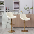 Chrome Footrest And Base Swivel Height Adjustable Mechanical Lifting Velvet Golden Leg Simple Bar Stool,Set Of 2,Ivory Ivory Foam Fabric