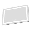 36X28 Inch Frameless Rectangular Anti Fog Touch Sensor Led Bathroom Mirror With Dimmable And Memory Functions Modern Wall Mounted Vanity Mirror Silver Glass